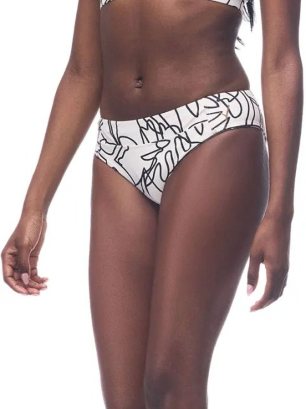 INDYEVA 'Peka II'‎ Botanical Low Waist White Black Bikini Bottom XL